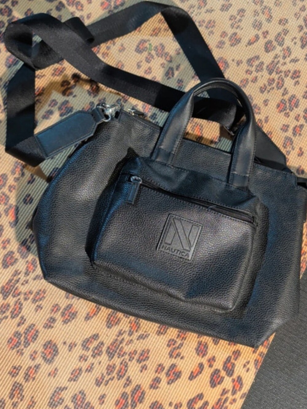 Nautica -black Cabin Fever Medium Faux Leather Satchel/ Crossbody